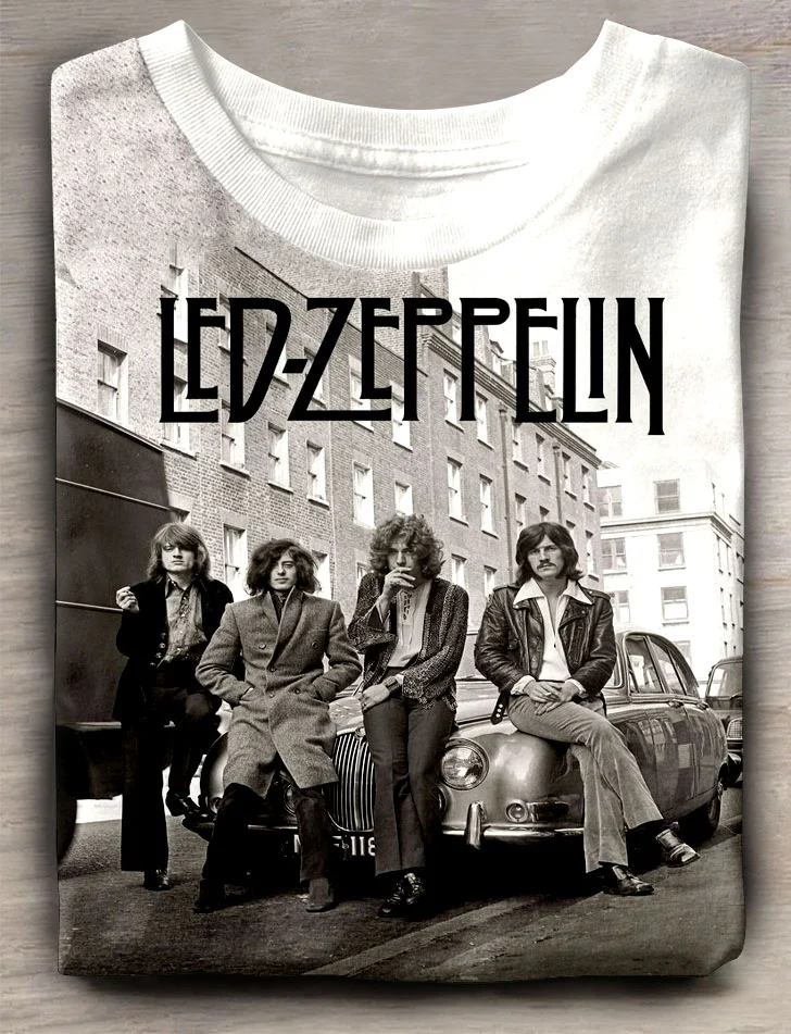 Teecade Teecade Led Zeppelin Four People Art Print T-shirt
