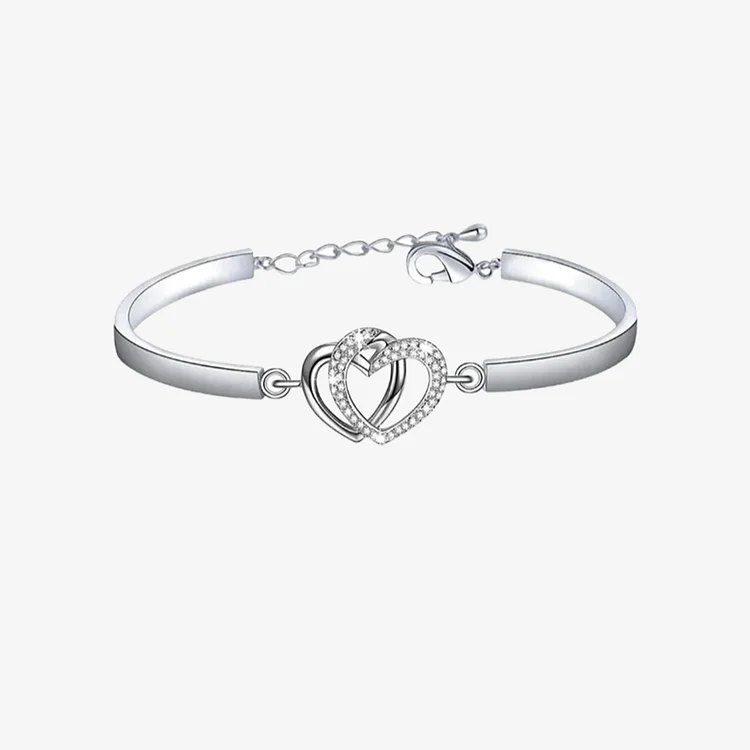 Mother & Daughter Forever Linked Together Double Heart Bracelet
