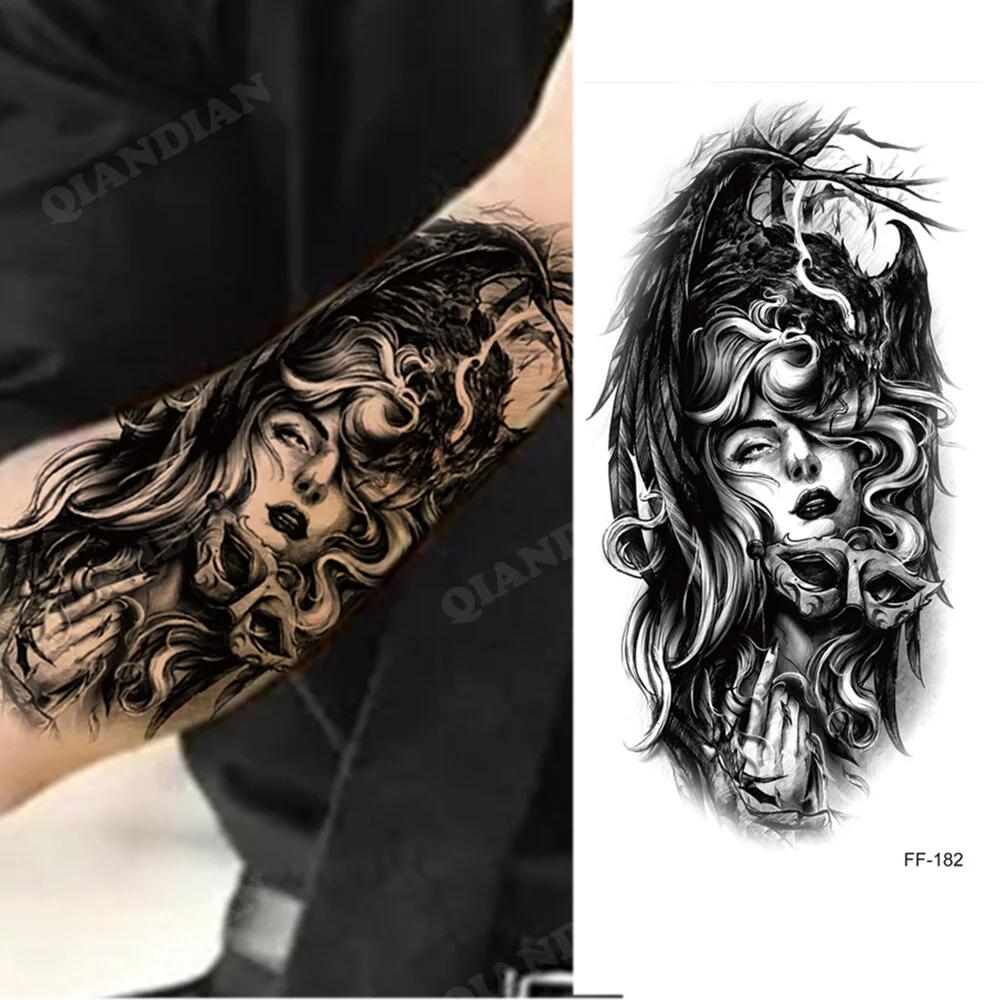 Sdrawing Waterproof Temporary Tattoo Sticker Wolf Lion King Sun Forest Tiger Mechanical Wild Boat Men Body Art Arm Fake Tatoo Women
