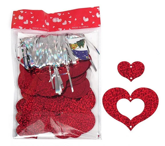 Christmas Gift Wedding Room Balloon Accessories 100pcs Love Heart Laser Pendants Balloon Ribbon Rain Pendant Birthday Party Marriage Decoration