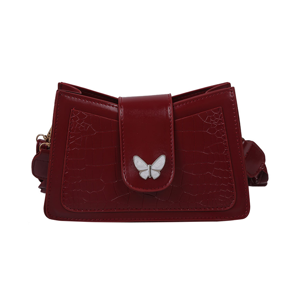 

Women Alligator PU Crossbody Bag Butterfly Woven Strap Handbags -Red, 501 Original