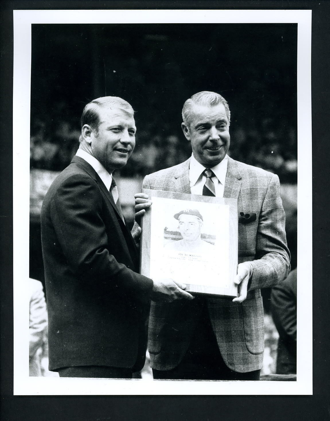 Joe DiMaggio & Mickey Mantle circa 1969 Type IV Press Photo Poster painting New York Yankees