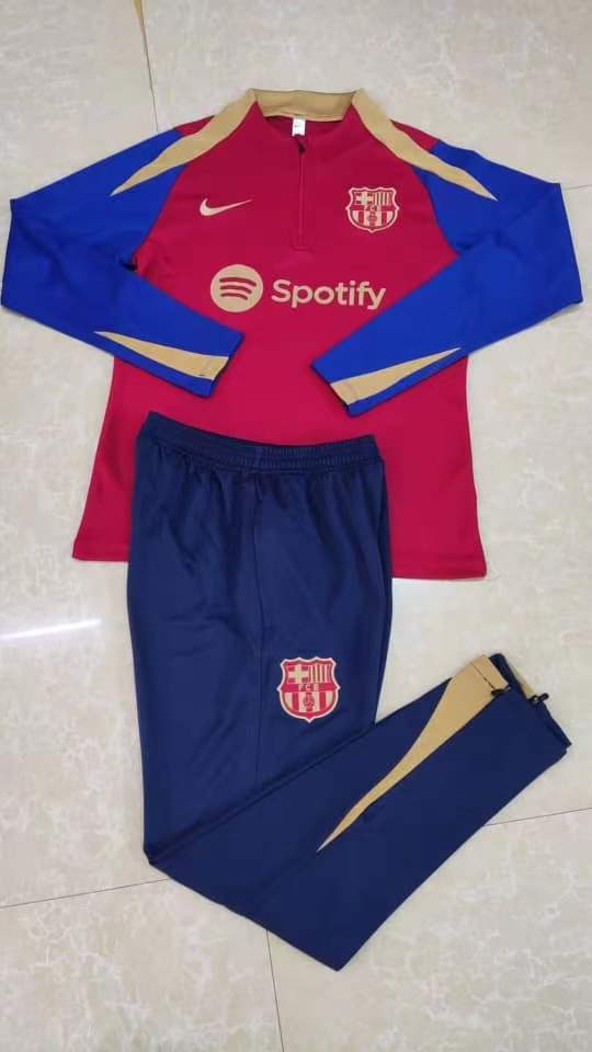 24/25 Barcelona Red Half-Pull Training Suit Football Jersey Set