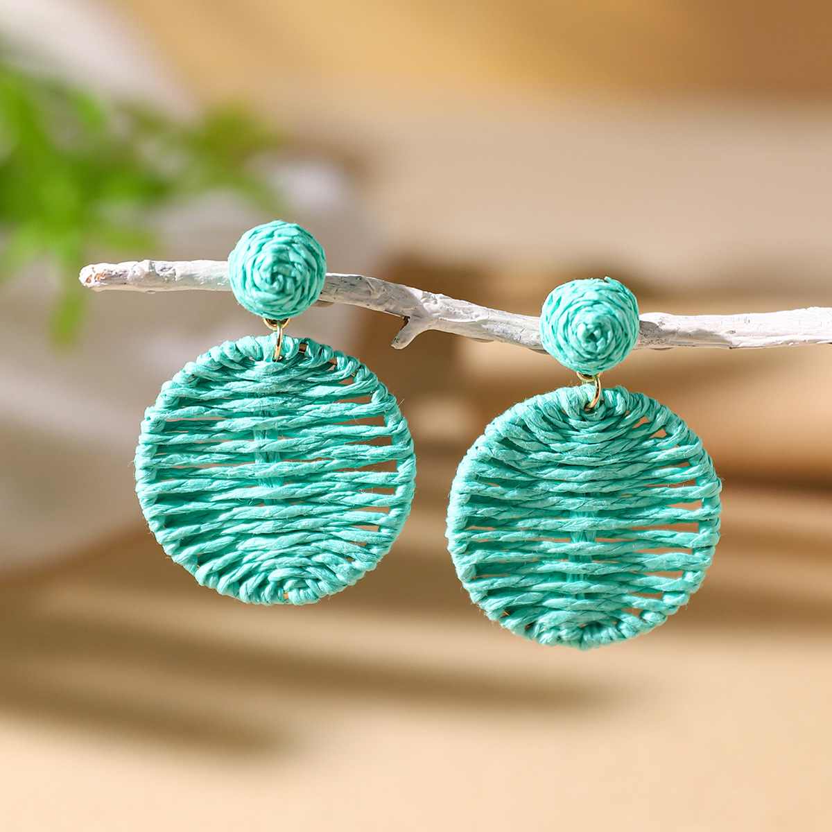 Women's Holiday Bohemian Style Raffia Hand-woven Earrings