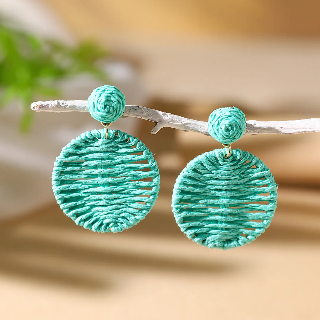 Women's Holiday Bohemian Style Raffia Hand-woven Earrings