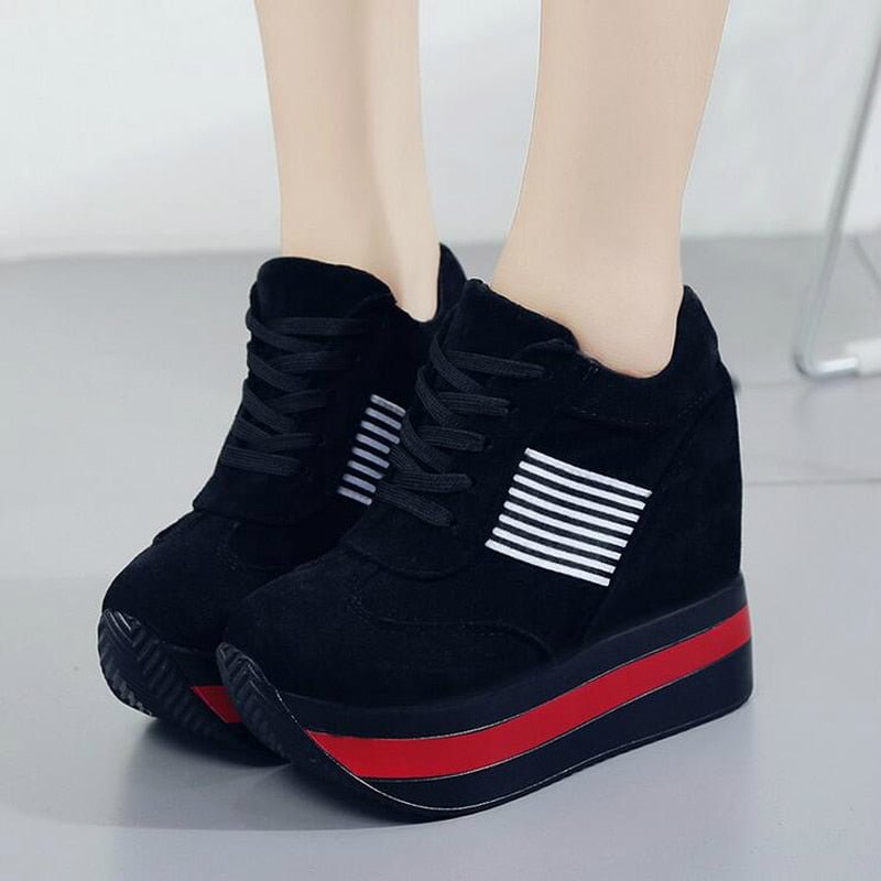 2020 NEW FRESHNESS Platform Women Shoes PU Vulcanized Shoes Height Increasing Pumps Woman Sneakers Wedges High Heels Shoes W309