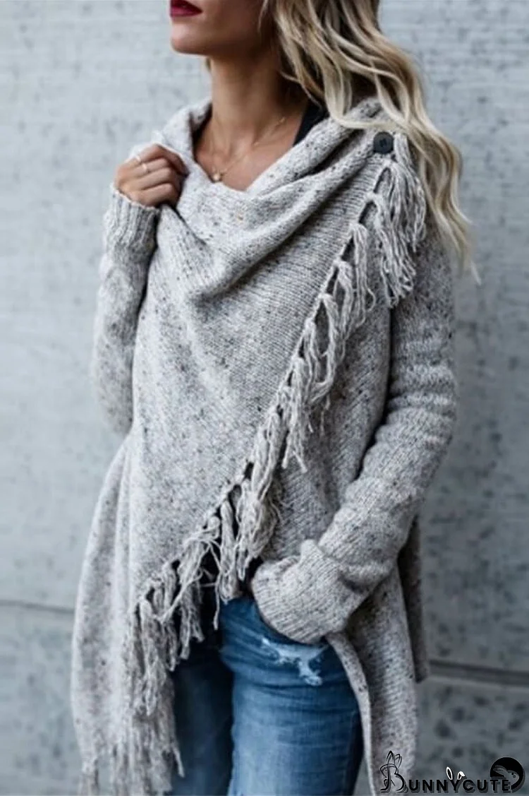 Casual Fringed Slim Sweater Coat