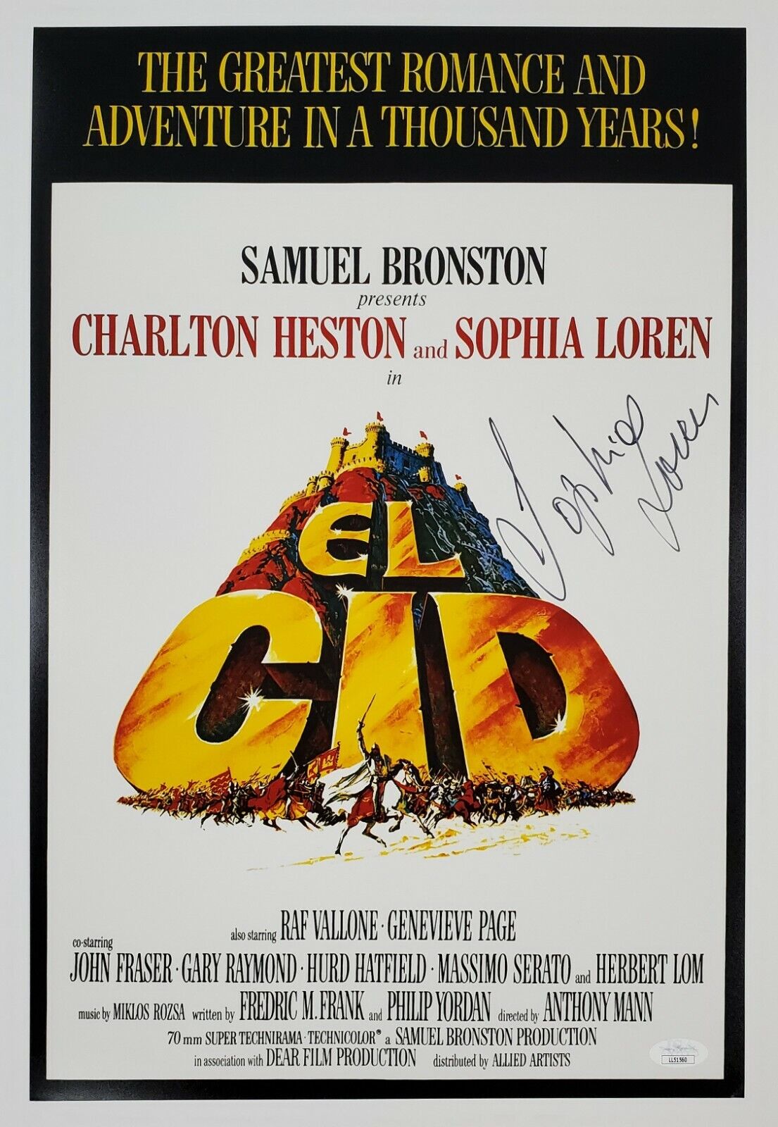 Sophia Loren Signed El Cid 12x18 Movie Poster Aida Grumpier Old Men LEGEND JSA