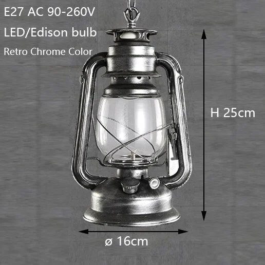 Retro Vintage Lantern Kerosene Pendant Lamp E27 Lights Loft Restaurant Master Bedroom Dining/Living Room Kitchen Bar Cafe