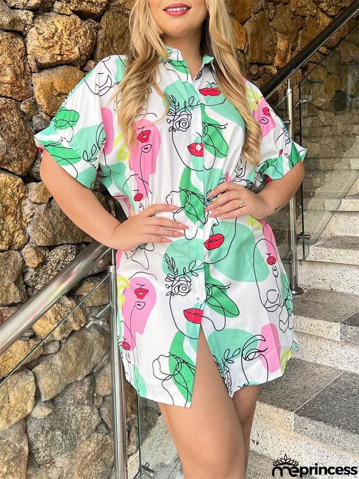 Women's Cute Cartoon Print Slim Fit Button Blouses