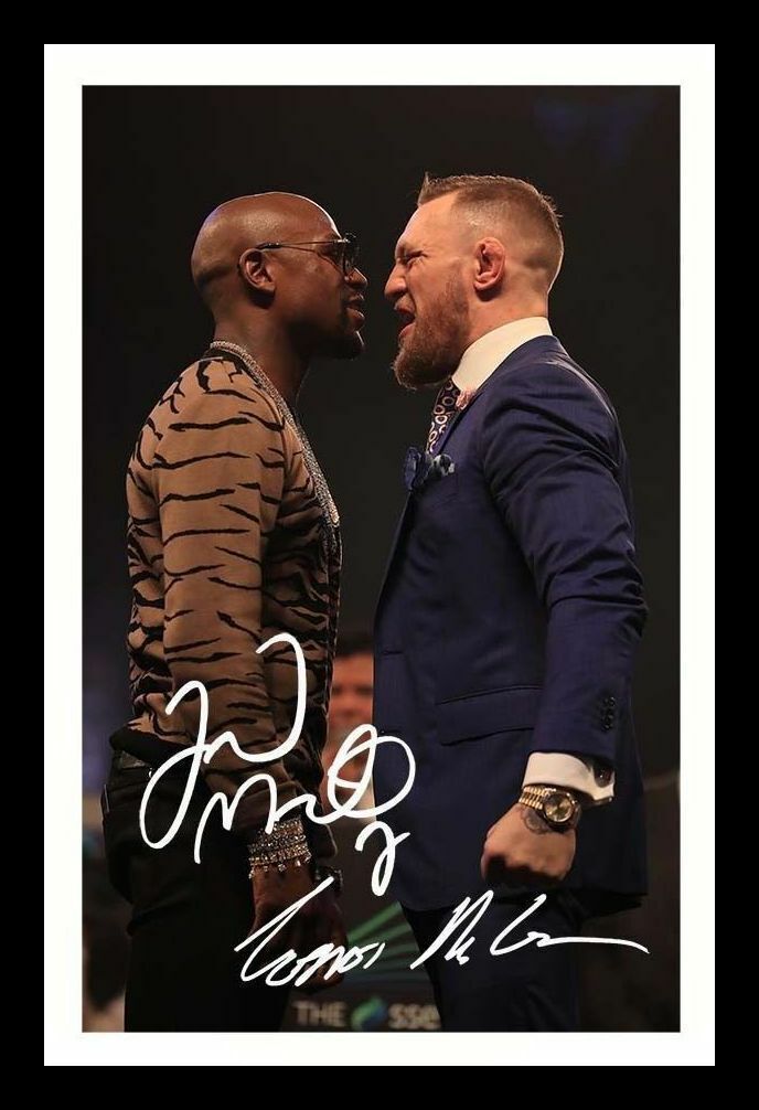 Floyd Mayweather JR & Conor McGregor Autograph Signed & Framed Photo Poster painting 2