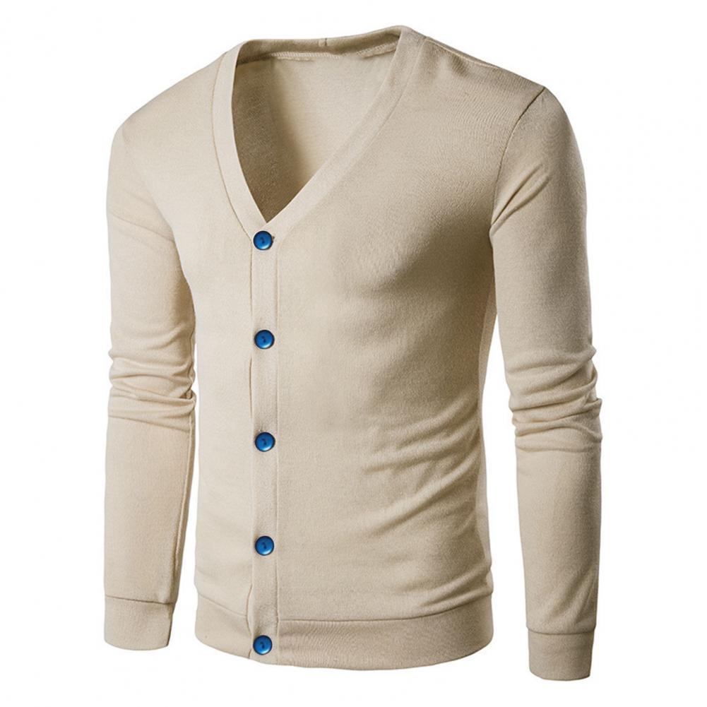 Men's Knit Single Breasted Solid Color Cardigan Sweater Cardigan