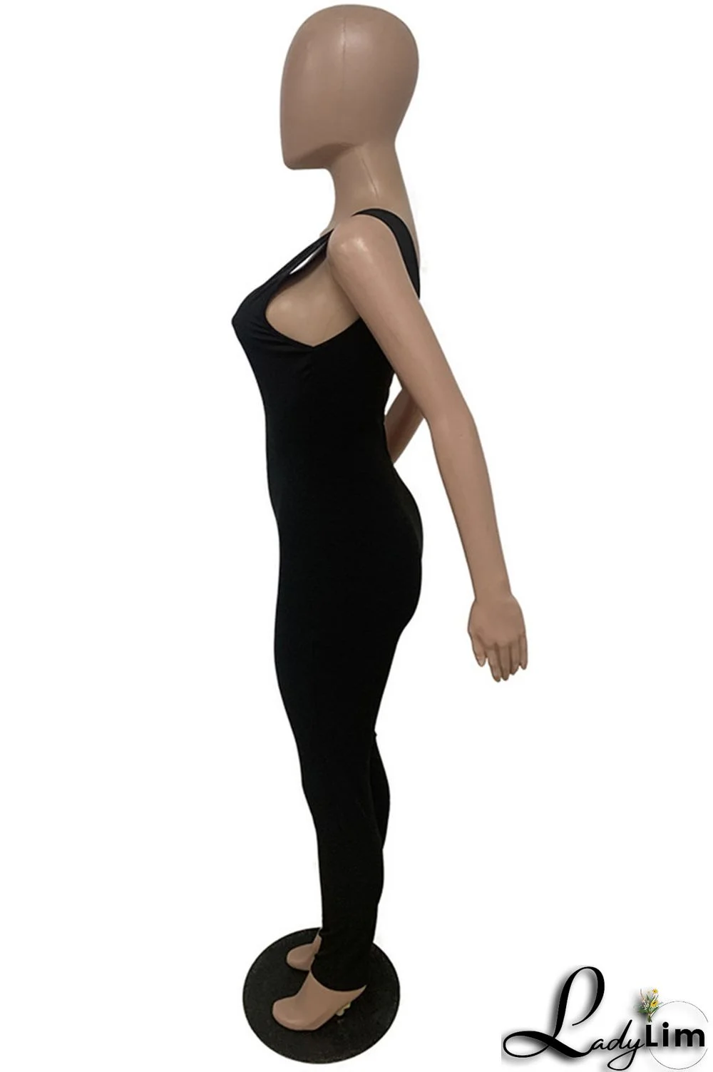 White Sexy Casual Solid Backless One Shoulder Skinny Jumpsuits