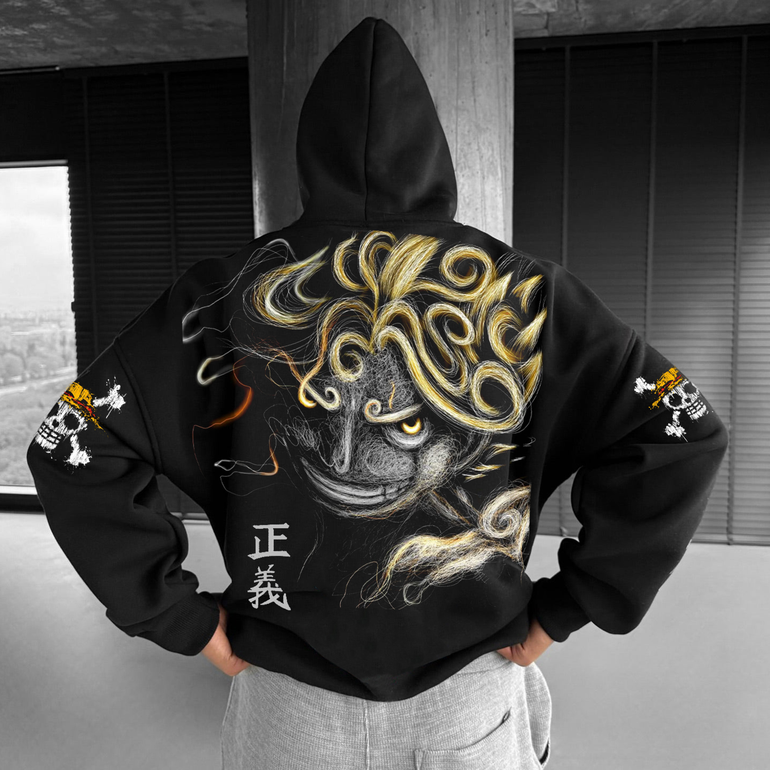  Vibrant Red Hoodie with Iconic Graphic Design for Men