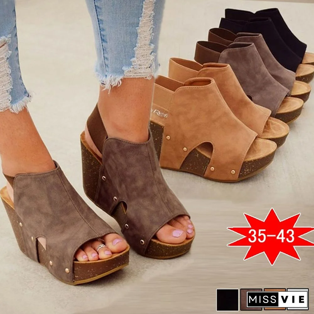 Women Wedge Shoes Open Toe High Heel Sandals Beach Platforms Sandals