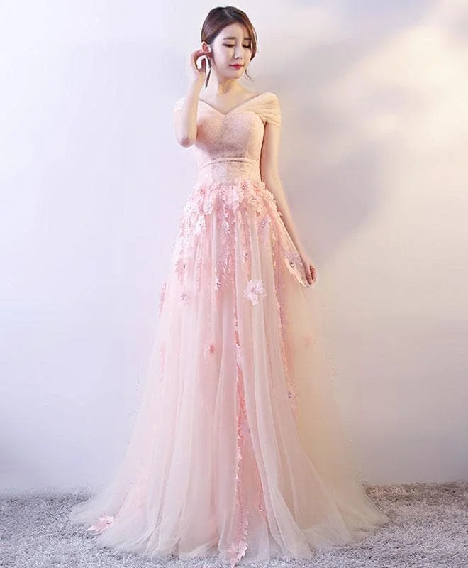 Cute Sweetheart Neck Tulle Lace Long Prom Dress, Formal Dress