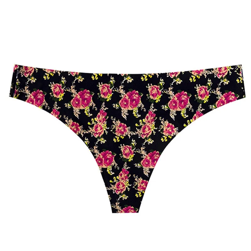 TERMEZY Women Sexy Flowers Lingerie Temptation Low-waist Panties Thong No trace Breathable Underwear Female G String Intimates