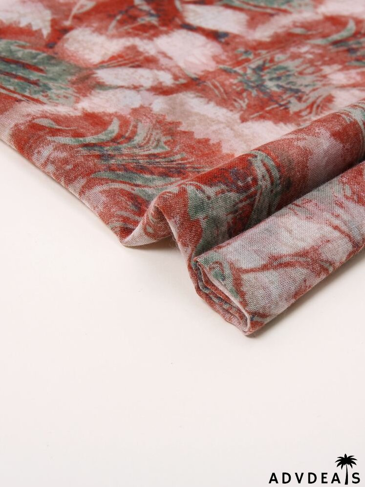 Graphic Print Tassel Decor Scarf