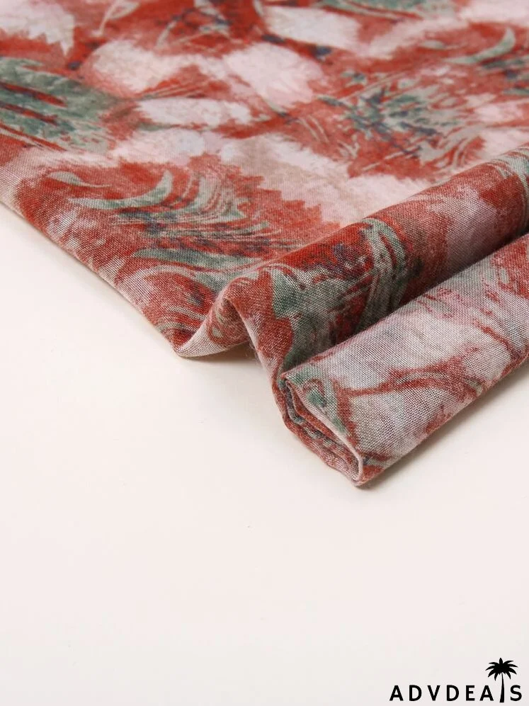 Graphic Print Tassel Decor Scarf