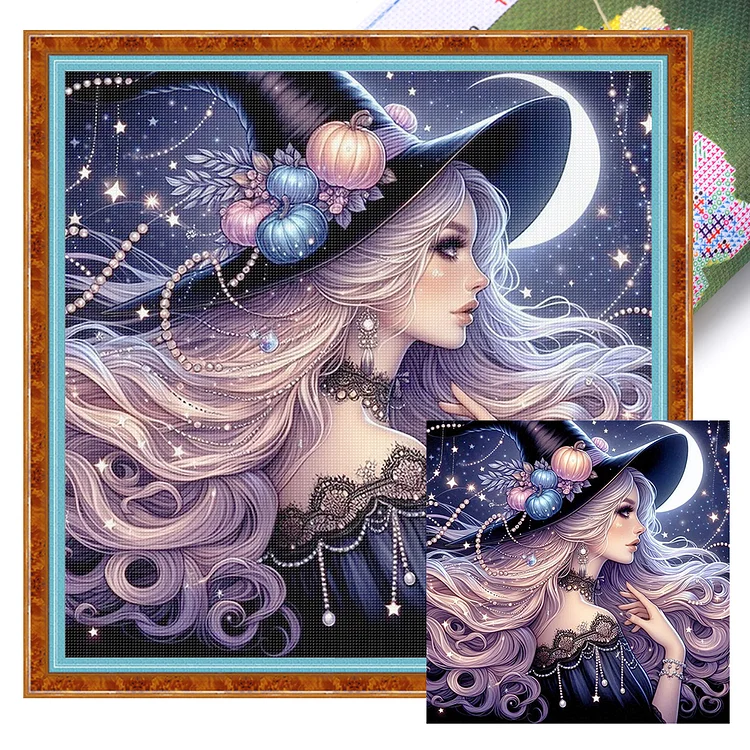 【Huacan Brand】Witch 50*50cm 11CT Stamped Canvas Cross Stitch gbfke