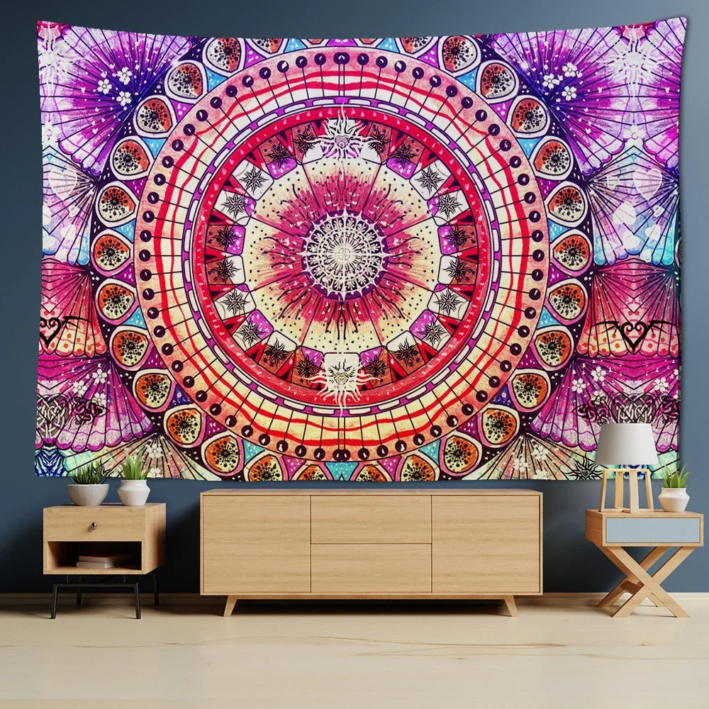 Indian Mandala Carpet Large Tapestry Wall Hanging Blanket Grey Boho Gobelin Decor Hippie Yoga Mat Travel Wall Tenture Tapestries