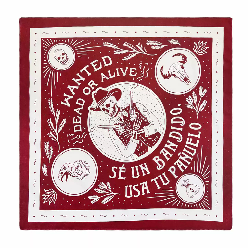 Vintage Cotton Double-Sided Printed Square Scarf