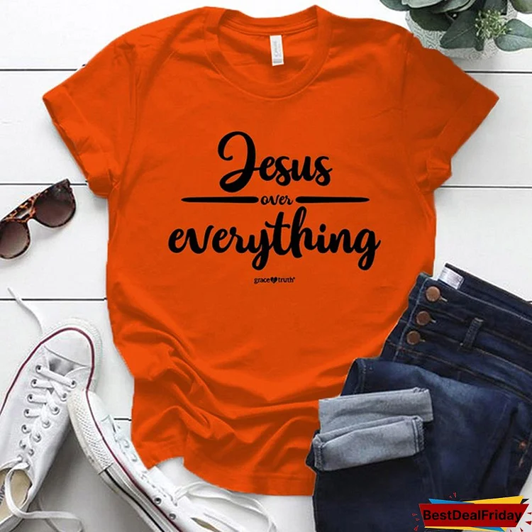 Women's Crew Neck Jesus Shirts; Short Sleeve Blouse; Faith Tshirt; God Shirts; Christian Shirts; Womens Tops Size S-3XL