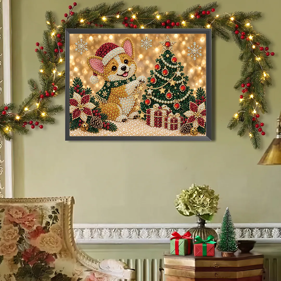 Pearl Painting Kit for Adults Christmas Corgi 15.75x11.81in