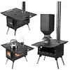 [US Local Warehouse] Portable Wood Burning Stove with Stainless Steel Construction Compact Tent Stove Chimney Pipes Included Firewood Stoves for Outdoor Heating & Cooking Ice Fishing Hunting