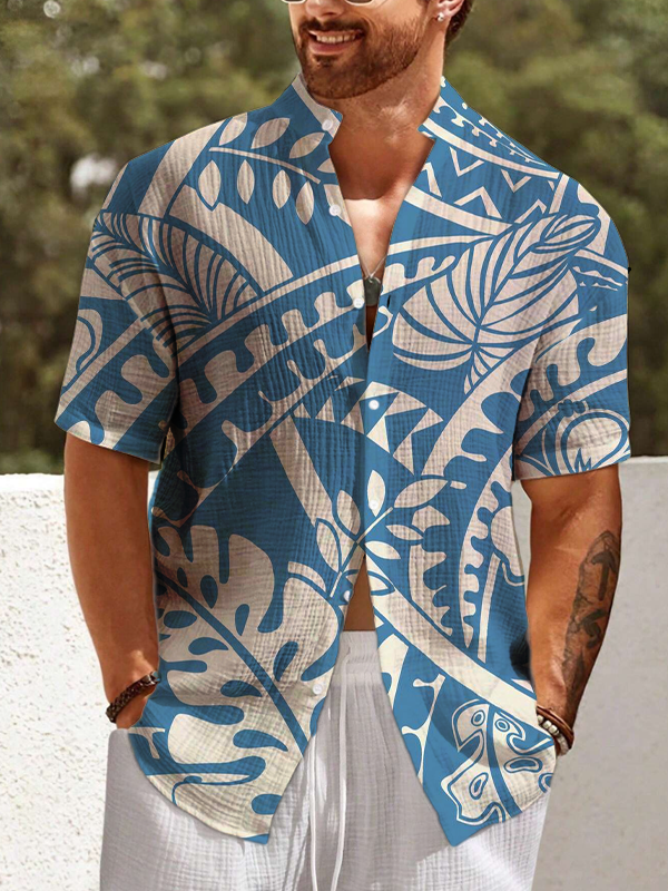 Men's Plant Leaves Art Print Casual Shirt
