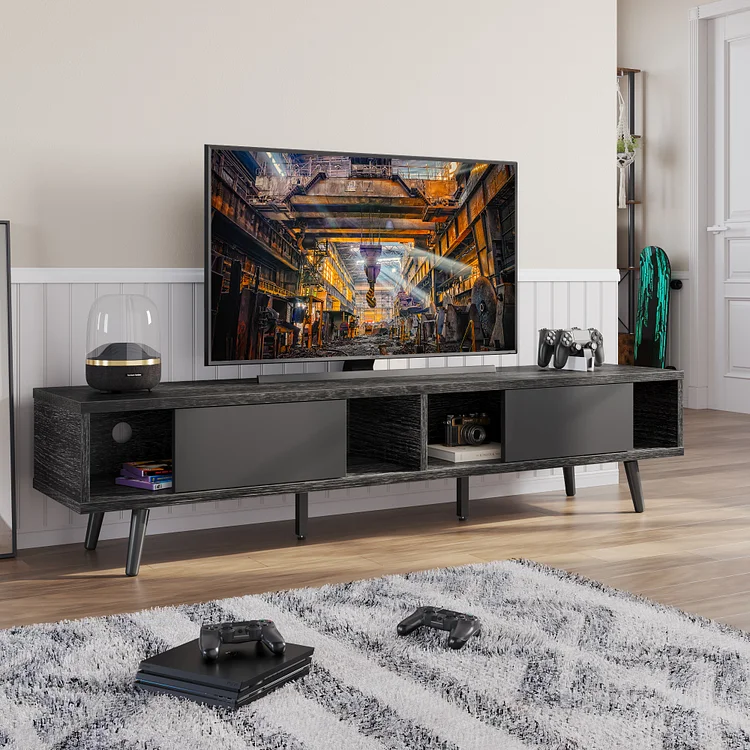 Bestier 70 inch Mid Century Modern TV Stand for 75 inch TV, Low
