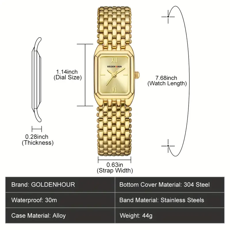 golden hour gold watches for women updated ladies quartz wrist watches stainless steel band womens small gold watch details 7