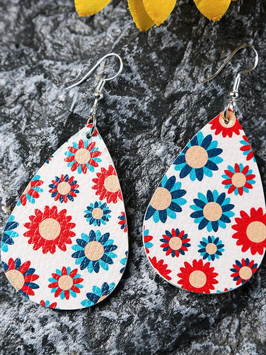 Colorful Sunflower Leather Earrings