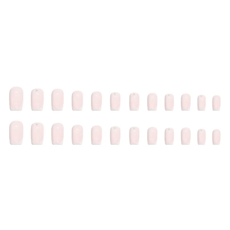 Churchf Churchf Long Square Simple White French Nail Diamond Wear Armor Pink Tender Sweet Girl False Nails