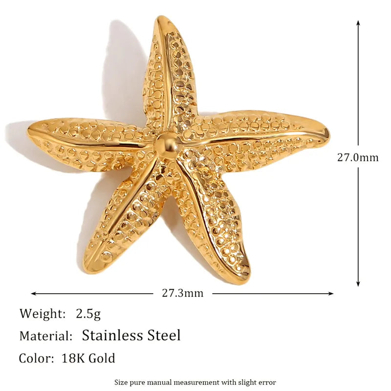 IG Style Pin Starfish Heart Shape Solid Color 304 Stainless Steel Inlay Pearl Zircon Women’s Brooches 1 Piece
