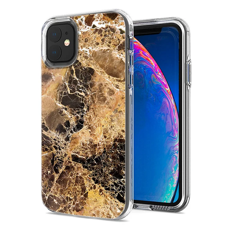 2023 Luxury Electroplated Marble Painted Transparent Protective Case For iPhone