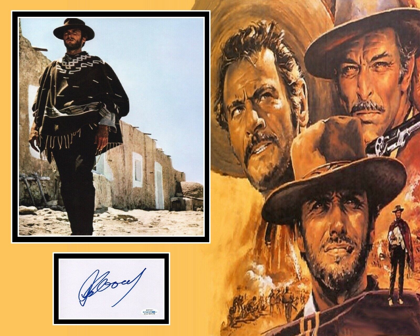 CLINT EASTWOOD SIGNED THE GOOD, BAD AND THE UGLY Photo Poster painting MOUNT ALSO ACOA CERTFIED