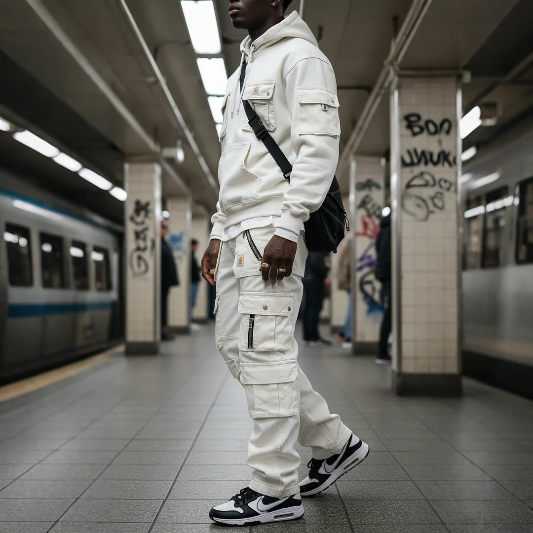 Street Style Multi-functional Multi-pocket Multi-zipper Retro Washed Cargo Trousers