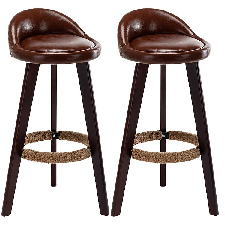 Rustic Espresso Wood Tripod Base Bar Stool