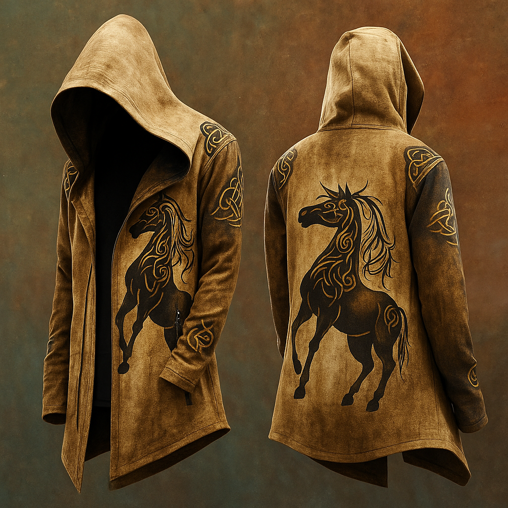 Men's Viking Nordic Sleipnir Vintage Hooded Jacket / Rvogue / Rvogue