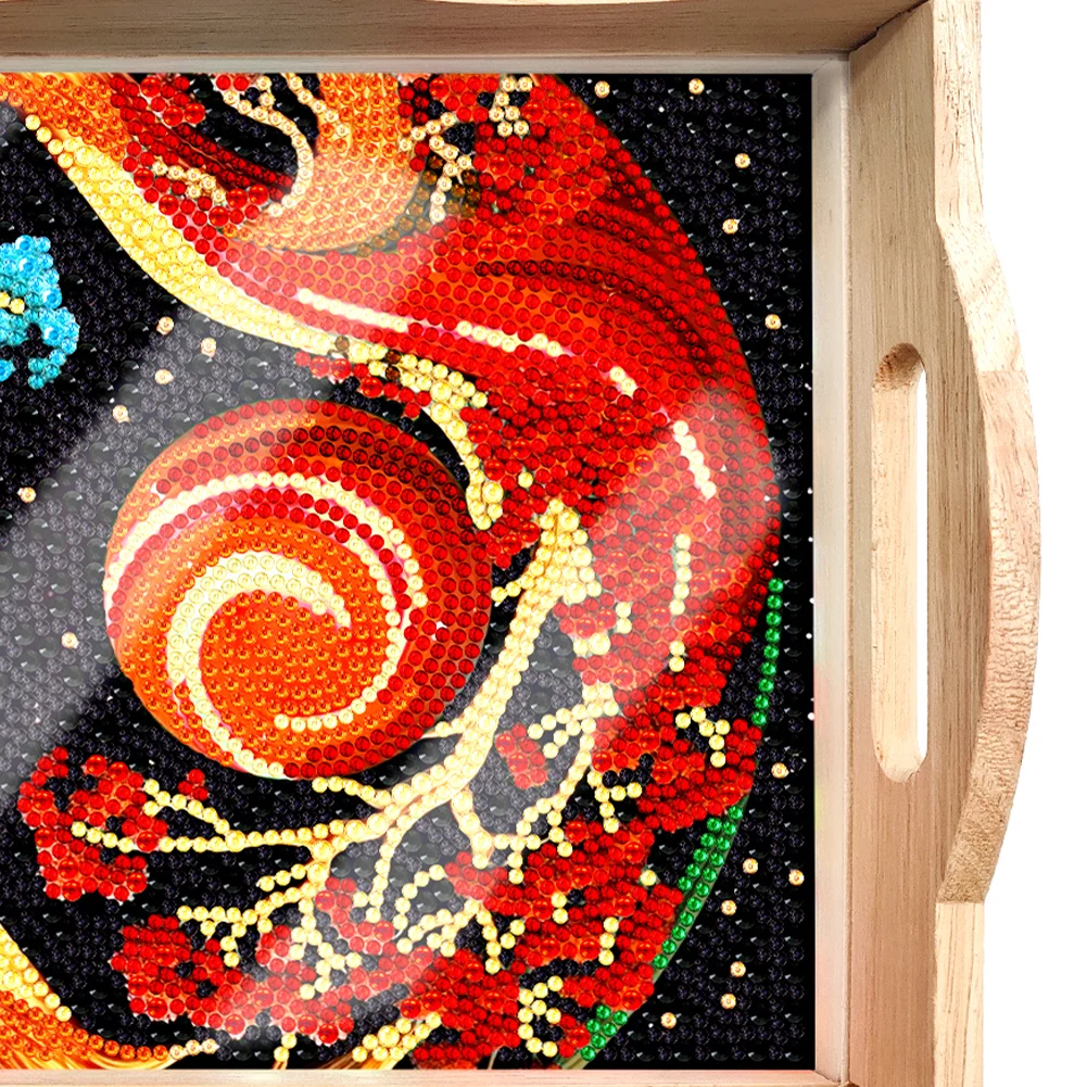 DIY Yin Yang Diamond Painting Decorative Trays with Handle Coffee Table Tray for Serving Food