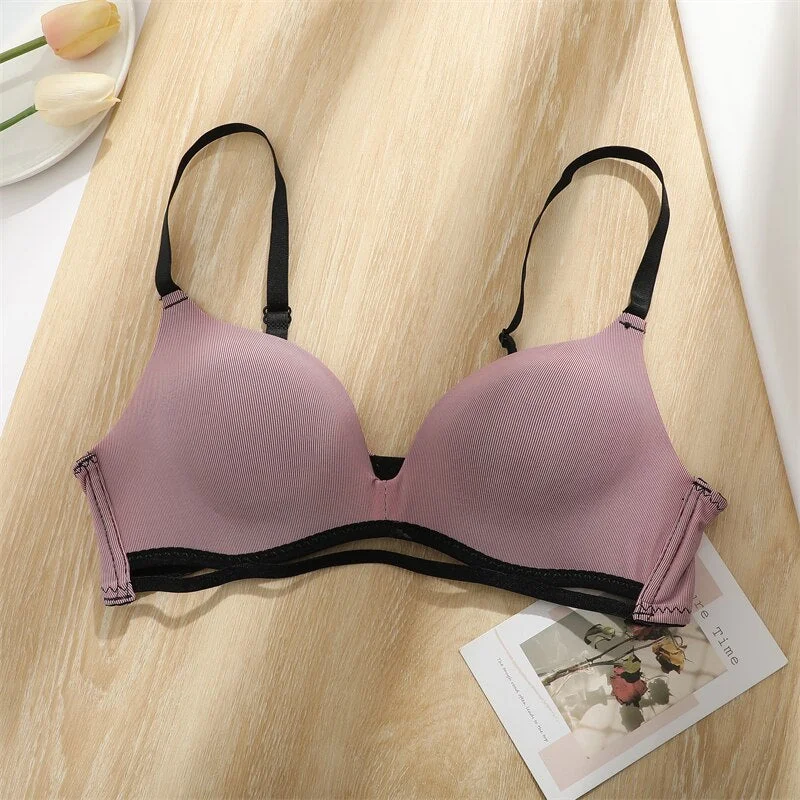 FINETOO Women Deep V Bra Sexy Push Up Bra Ladies Seamless Top Wire Free Lingerie Female Solid Color Bralette Intimates Brassiere