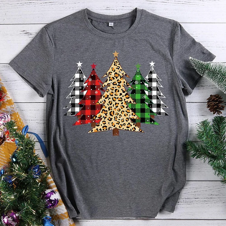 Merry Christmas Trees with Leopard T-Shirt-07825-Annaletters