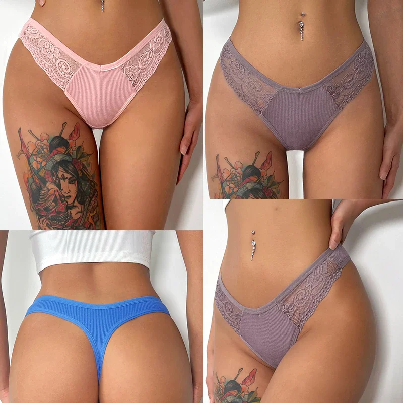 Billionm Cotton Panties for Women Sexy Lace Underwear G-String Underpants Female Perspective Hollow out Soft Intimate Lingerie