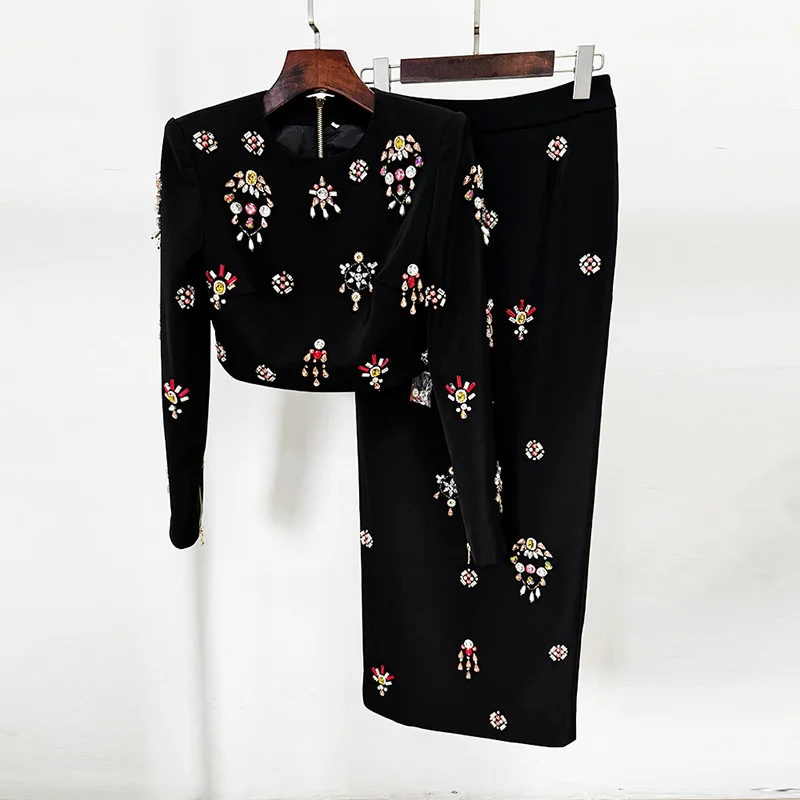 Nigikala Nigikala Star Fashion New Heavy Industry Nails Studded Short Top Dress Suit Two Sets