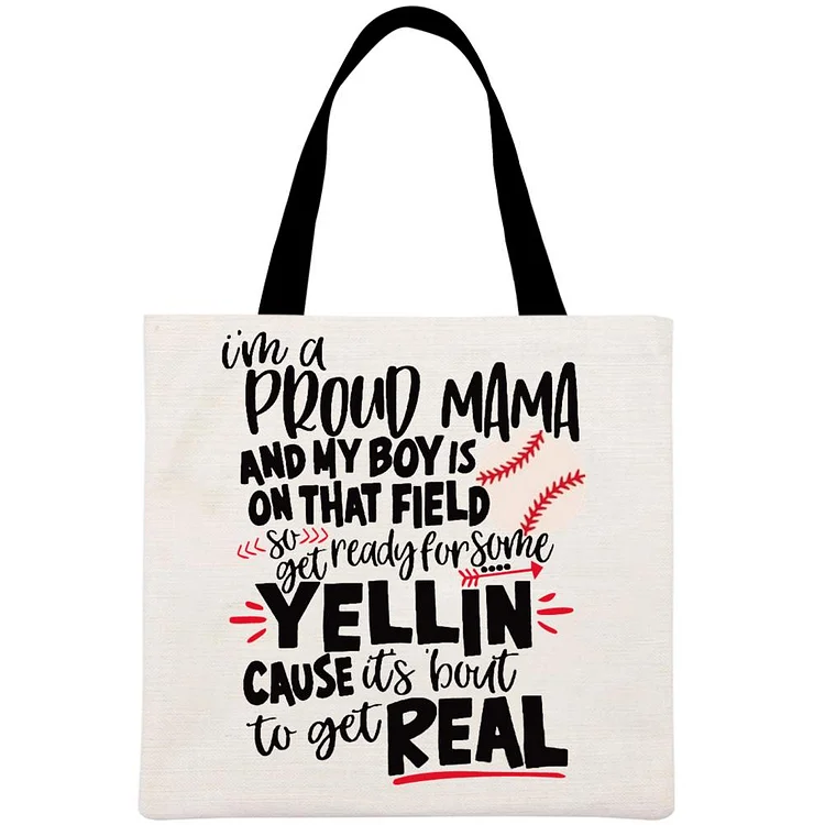I'm a proud baseball mama Printed Linen Bag-Annaletters