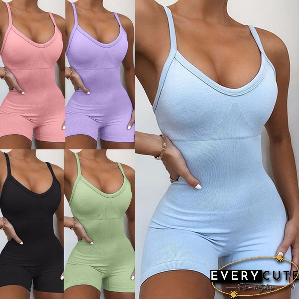New Fashion Yoga Jumpsuit Quick Dry Sport Shorts Seamless Rompers Workout One Piece Suit
