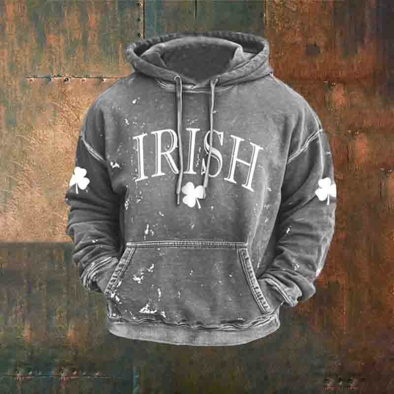 Comstylish Men's Vintage St. Patrick's Day Irish Print Casual Hoodie