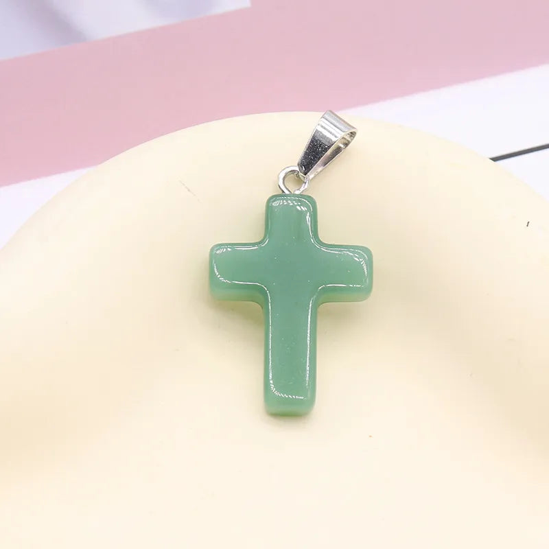 1 Piece 2.5*1.8cm Natural Stone Cross Pendant