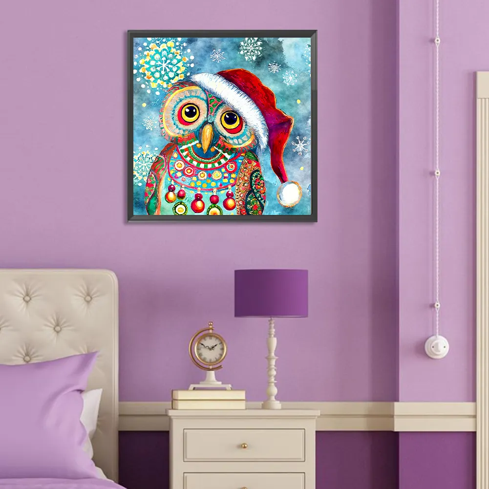 Full Round Diamond Painting 30*30cm - Christmas Owl